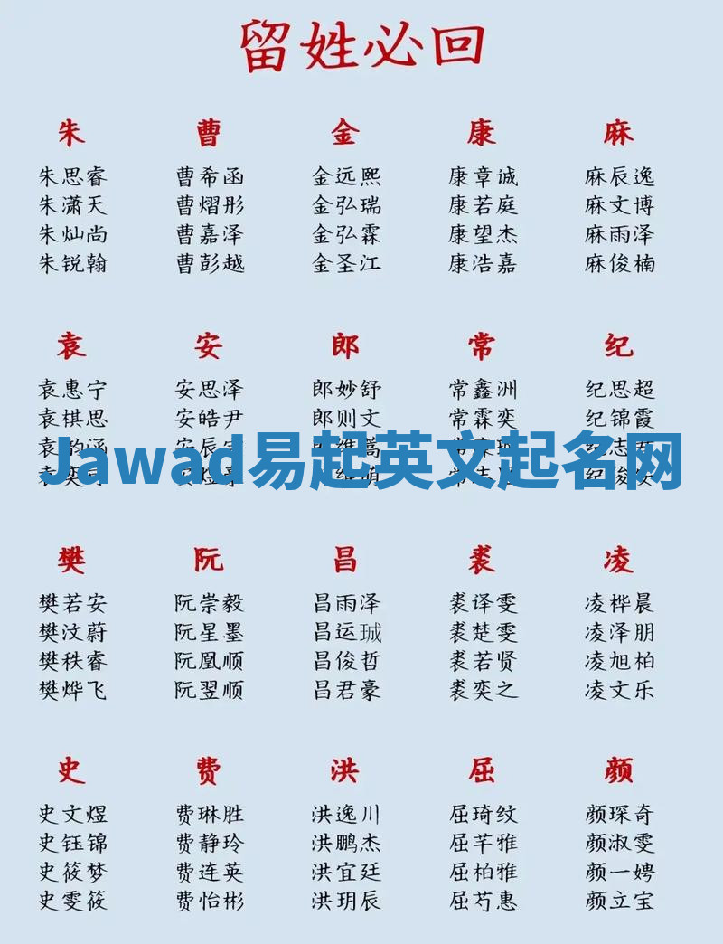Jawad易起英文起名网